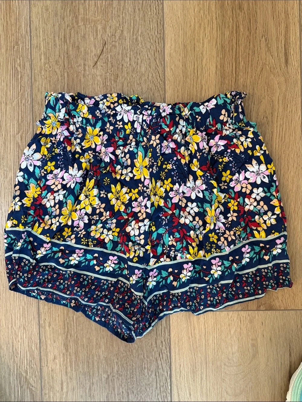 Floral Navy High-Waist Women's Shorts